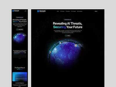 Landing Page Concept for AI Security Company ai b2b b2c clean creative cyber security dark design landing page marketing website modern security simple tech ui web design