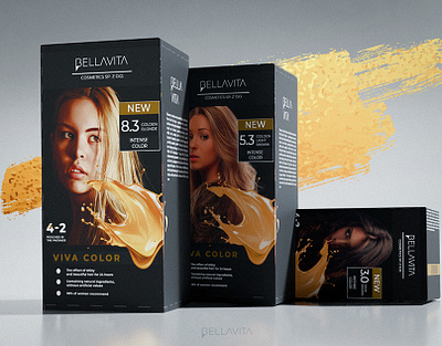 Viva Color – Hair Dye Packaging & Label Design 3d animation branding design graphic design illustration label design logo motion graphics poster vector