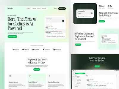 Rythex - AI Code generator app design chat bot code web coding landing page coding website landing page mobile app product design trending ui ui design uiux visual design web ai code web ui design zayma