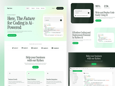 Rythex - AI Code generator app design chat bot code web coding landing page coding website landing page mobile app product design trending ui ui design uiux visual design web ai code web ui design zayma