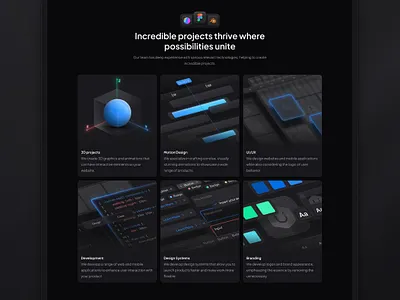 Bento from Uiscore Studio app bento clean creative dark design figma landing landing page minimal saas ui ux web