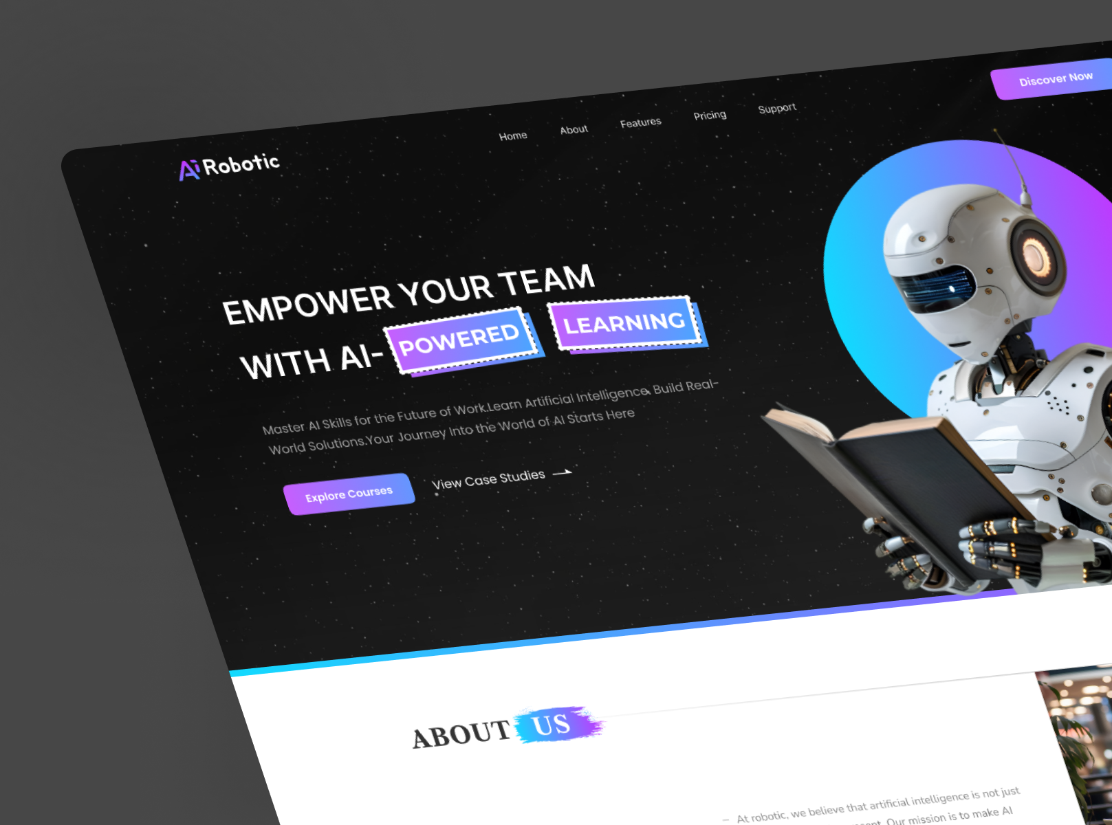 AI Learning Platform UI Design ai ai platform artificial intelligence design landing page landing page design learning platform ui uidesign uiux ux web design webapp website