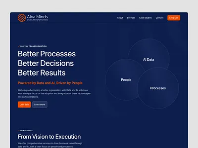 Landing Page Concept for Consulting Firm ai ai driven b2b b2c business clean consulting corporate modern simple