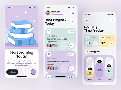 Online Education Mobile App UI – Learn Anytime, Anywhere app app design ed tech design edtech education education app elearning app ios learning app mobile mobile app online courses online learning student app