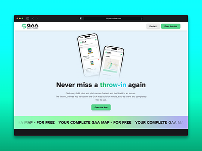 GAA Club Finder Website 3d app blue branding design football gaa globe gradient hurling ireland map mobile sport ui ux website