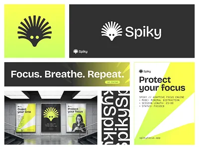 Spiky Brand Identity animal app app icon branding focus hedgehog logo logodesign logodesigner mark minimal modern saas simple spiky startup symbol tech
