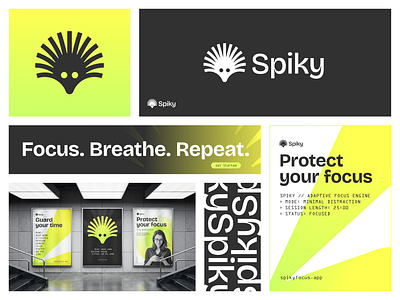 Spiky Brand Identity animal app app icon branding focus hedgehog logo logodesign logodesigner mark minimal modern saas simple spiky startup symbol tech