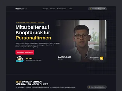 Landing Page for Marketing Agency b2b b2c business clean corporate dark theme german home page illustration landing page marketing agency marketing website modern simple ui