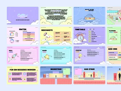 Presentation for Gen Z Event in Germany b2b branding colorful creative design event festival gen z graphic design illustration location logo map modern pitch deck presentation stage design