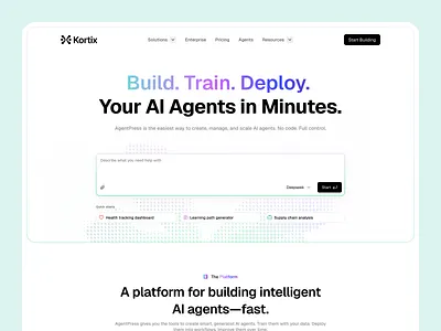 Landing Page Concept for AI Startup ai ai agents ai startup avatars b2b b2c branding business clean design generative illustration logo loveable modern simple tech ui