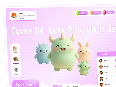 Mons - Game Website Design 3d 3d style character cute figma fun game game concept game design gamedesign gameui graphic design monster product design ui uiux ux web webdesign website