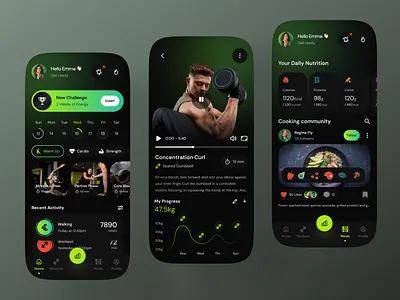 Fitness & Nutrition App fitness fitness app fitness app design fitness trainer app fitness ui health healthcare mobile app mobile ui nutrition nutrition app sport workout app