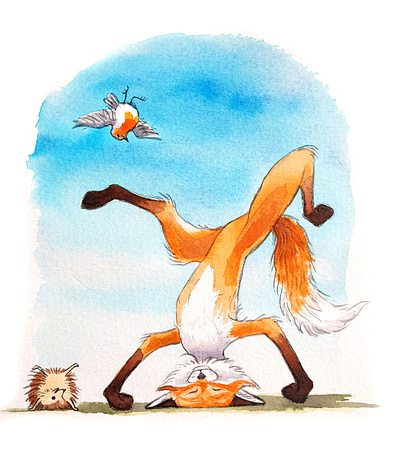 Fox and Friends - Breakdancing Moves animals book illustration children childrens book greetings cards illustration watercolor