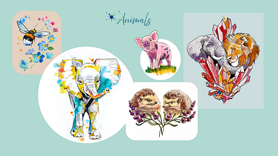 Wild Watercolours animals branding greetings cards illustration watercolor