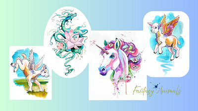 Myth and Magic animals book illustration children childrens book greetings cards illustration watercolor