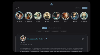 A full version of website featuring Constellation Signs ai animation app branding design figma graphic design image generation landing midjourney ui user interface userflow web design