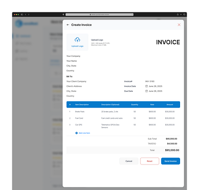 Fleet Management - Create Invoice cleanui dashboarddesign designsystems enterpriseux figmadesign fleetmanagement formdesign responsivedesign interfacedesign invoiceui minimaldesign responsivedesign uidesign webappdesign