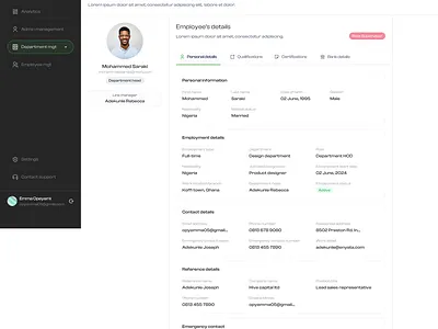Employee details page UI appdesign graphic design product design saas ui uidesign ux design