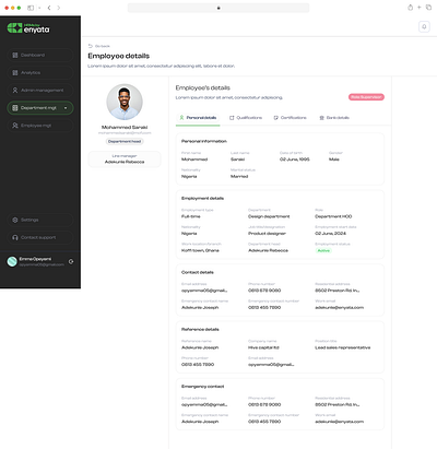Employee details page UI appdesign graphic design product design saas ui uidesign ux design