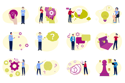 Thinking Illustration Lottie Animation brain laptop massage men thinking setting think brain thinking women thinking