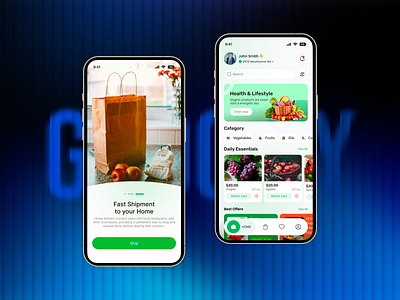 Grocery Mobile App UI UX appmockup clean design dailyessentials deliveryapp designsystem ecommerceapp figmadesign groceryapp innovative design minimalui mobileappdesign productdesign shoppingapp smartshopping ui user friendly userexperience userinterface ux
