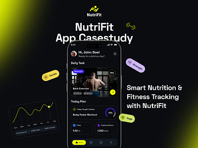 NutriFit – Nutrition & Fitness App ai fitness app animation branding clean fitness ui fitnessapp image recognition interaction ios meal app meal scanner trackingapp