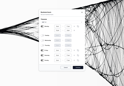 Setting business hours - modal dashboard dashboardui modal ui uidesign ux