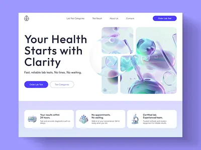 Concept for a Medical Laboratory Services Website concept design digital figma glassmorphism health healthcare healthtech hero laboratory landing landing page medical website medtech neo glassmorphism soft tech ui