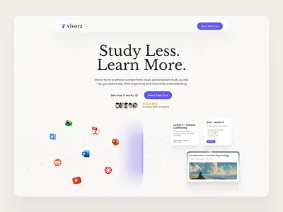 Vivora.ai Hero Section ai education figma hero landing landing page student ui