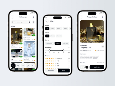 AI powered shopping app ai powered shopping app app app design categories e commerce app ui filter ui ios mobile mobile app mobile ui online e shop product details shopping ui design uiux