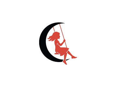 Girls Dream logo branding dreams free freedom girl graphic design hope logo minimal moon reach swing women