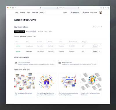 Completed Reservations admin dashboard ui booking dashboard clean dashboard design desktop ui figma dashboard host dashboard listing dashboard marketplace dashboard minimalist ui profile dashboard property management ui reservation management ui saas dashboard design table ui ui dashboard user dashboard ux case study web app ui web design inspiration web ui components