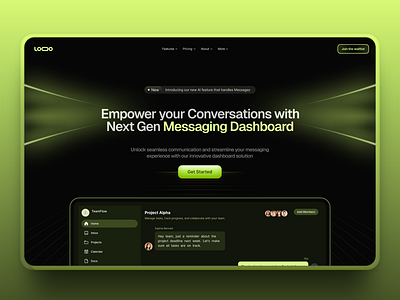 Next-Gen Messaging Dashboard UI app design landing ui ux web website