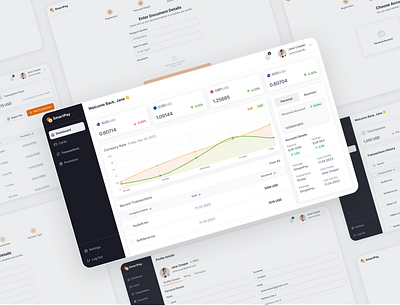 💳 SmartPay – Currency & Transaction Dashboard app branding dashboard design finance illustration mobile app product design track ui uidesign ux uxdesign