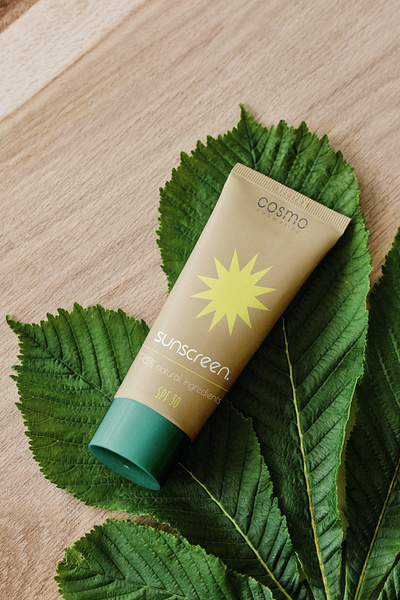Cosmo Sunscreen - Product Concept brand concept brand design branding concept cosmetic design design ecological graphic design logo logo design mockup natural packaging product design product packaging sunscreen vector vector design