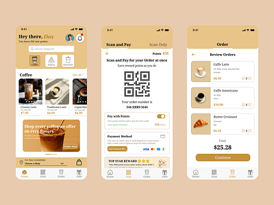 Coffee Chain Mobile App Design branding coffee coffee shop design figma logo mobile app typography ui ui design ux vector