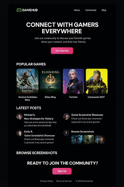 GameHUB: Modern Landing Page UI Design for Gaming Community ayub ansary darkui dribbbleshowcase esportsdesign esportswebsite gamedesign gamehub gameui gaming website gaminglandingpage landing page design landingpageinspiration uxdesign