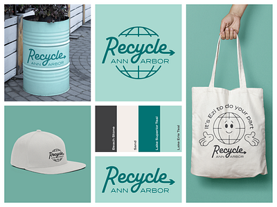 Recycle Ann Arbor Branding branding green branding logo logotype mascot design merch design recycle shirt design typography