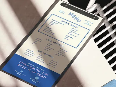 Neptune's Frozen Treats Collateral agency branding cafe coastal design fro yo frozen yogurt graphic design greek mythology menu neptune packaging stripes