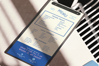 Neptune's Frozen Treats Collateral agency branding cafe coastal design fro yo frozen yogurt graphic design greek mythology menu neptune packaging stripes