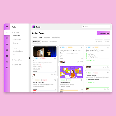 TASKA: Task Management Dashboard Design 3d app dashboard mobile design product designer software design ui uiux designer web design