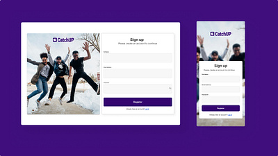 CatchUP Sign Up Page-Web and Moble UI figma