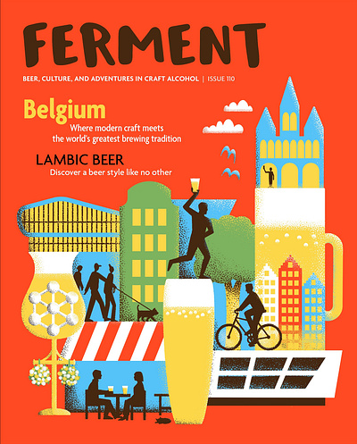 Ferment Magazine Cover Illustration for Inky Goodness Bootcamp beer illustration belgium belgium illustration beverage illustration collage collaged illustration colorful digital art editorial illustration illustration magazine illustration publication illustration street scene street scene illustration travel travel illustration