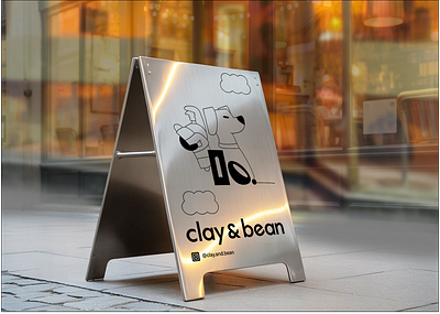 Clay & Bean London Coffee Shop - A -frame brand design branded collateral branding clay claybean custom customebrand freelancer goodplaces graphic design illustration london oanamaries susitainable unique