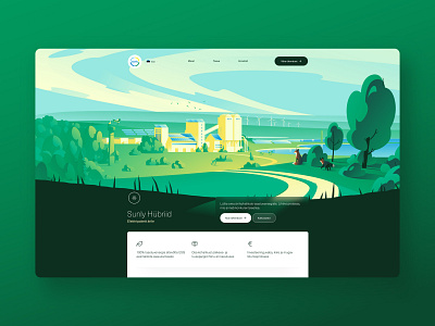 Sunly Clean Energy Hero Illustration clean energy composition energy factory forest fox foxes hellsjells illustration landscape nature parallax power production sky solar trees website