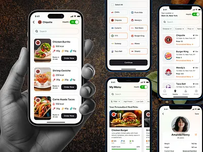 NutriBite – Smart Menu Assistant calorie tracker figma design food app food delivery ios app iphone app meal planner mobile app modern design nutrition app restaurant app ui design ux