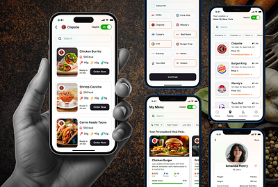 NutriBite – Smart Menu Assistant calorie tracker figma design food app food delivery ios app iphone app meal planner mobile app modern design nutrition app restaurant app ui design ux