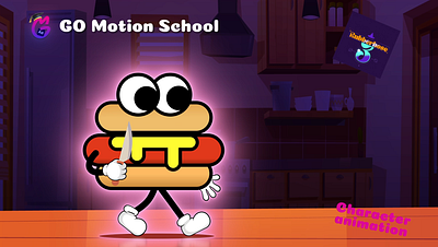 Go Motion School [Hot Dog] animation branding character animation design illustration intro logo logoanimation motion graphics outro ui