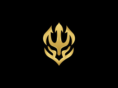 Trident fox logo animal cleaver fox golden graphic design illustation logo logos luxury premium royal trident vector