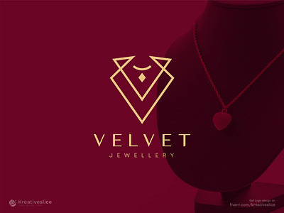 Creative V letter + Necklace logo brand logo branding design dribbble logo elegant logo fiverr logo illustration jewellery logo kreativeslice letter v logo logo design luxury logo necklace logo ui v icon v letter logo v logo